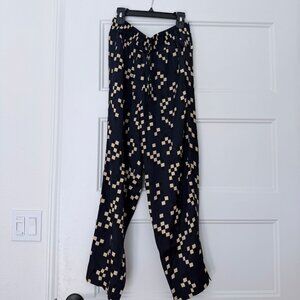 Tucker Navy Blue Silk Printed Pants